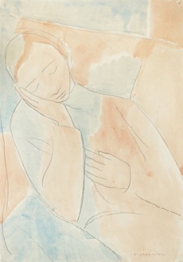  Felice Casorati  (Novara, 1883 - Torino, 1963) : Figura femminile.  - Asta Arte Moderna e Contemporanea [Parte II] - Libreria Antiquaria Gonnelli - Casa d'Aste - Gonnelli Casa d'Aste