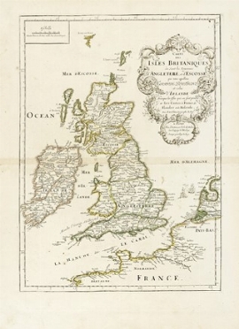  Pierre Duval  (Abbeville, 1618 - Parigi, 1683) : Carte des Isles Britaniques o sont les Royaumes d'Angleterre, et d'Escosse, que nous appellons Grande Bretagne et celui d'Irlande avecque les isles qui en sont proche, et les costes de France, de Flandre et de Holande.  - Asta Arte Antica [Parte I] - Libreria Antiquaria Gonnelli - Casa d'Aste - Gonnelli Casa d'Aste