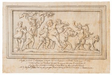  Pier Leone Ghezzi  (Roma, 1674 - 1755) : Bassorilievo con sileno ebbro.  - Auction Prints and Drawings from XVI to XX century - Libreria Antiquaria Gonnelli - Casa d'Aste - Gonnelli Casa d'Aste