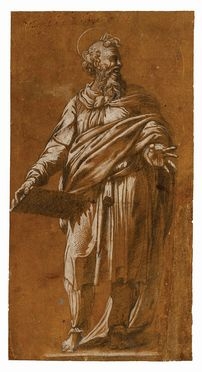  Prospero Fontana  (Bologna, 1512 - 1597) [attribuito a] : Figura di profeta.  - Auction Prints and Drawings from XVI to XX century - Libreria Antiquaria Gonnelli - Casa d'Aste - Gonnelli Casa d'Aste