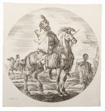  Stefano Della Bella  (Firenze, 1610 - 1664) : Cavaliere negro.  - Auction Prints and Drawings from XVI to XX century - Libreria Antiquaria Gonnelli - Casa d'Aste - Gonnelli Casa d'Aste