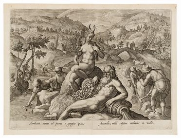  Philips Galle  (Haarlem, 1537 - Anversa, 1612) : La pesca con martelli e retini.  - Auction Prints and Drawings from XVI to XX century - Libreria Antiquaria Gonnelli - Casa d'Aste - Gonnelli Casa d'Aste