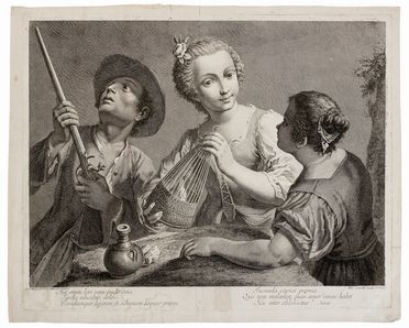  Nicol Cavalli  (Longarone, 1730 - Venezia, 1832) : Scena di caccia.  - Auction Prints and Drawings from XVI to XX century - Libreria Antiquaria Gonnelli - Casa d'Aste - Gonnelli Casa d'Aste