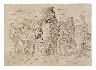  Andrea Mantegna  (Isola di Carturo, 1431 - Mantova, 1506) : La deposizione nel sepolcro.  - Auction Prints and Drawings from XVI to XX century - Libreria Antiquaria Gonnelli - Casa d'Aste - Gonnelli Casa d'Aste
