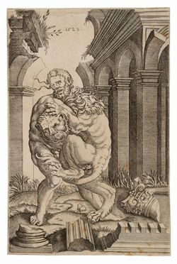  Agostino De Musi  (Venezia (?),  - Roma, ) : Ercole e il leone Nemeo.  - Auction Prints and Drawings from XVI to XX century - Libreria Antiquaria Gonnelli - Casa d'Aste - Gonnelli Casa d'Aste