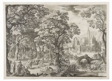  Nicolaes De Bruyn  (Anversa,  - Rotterdam, 1656) : La festa nella foresta.  - Auction Prints and Drawings from XVI to XX century - Libreria Antiquaria Gonnelli - Casa d'Aste - Gonnelli Casa d'Aste