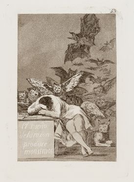  Francisco Goya y Lucientes  (Fuendetodos,, 1746 - Bordeaux,, 1828) : El sueño de la razon produce monstruos.  - Auction Prints and Drawings from XVI to XX century - Libreria Antiquaria Gonnelli - Casa d'Aste - Gonnelli Casa d'Aste