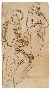  Jacopo Negretti (detto Palma il Giovane)  (Venezia, 1548 - 1628) [scuola di] : Studio di figure.  - Auction Prints and Drawings from XVI to XX century - Libreria Antiquaria Gonnelli - Casa d'Aste - Gonnelli Casa d'Aste