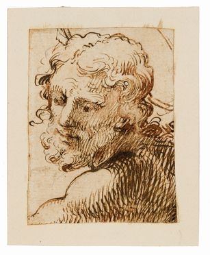  Bartolomeo Passarotti  (Bologna, 1529 - 1592) [attribuito a] : Studio di volto virile.  - Auction Prints and Drawings from XVI to XX century - Libreria Antiquaria Gonnelli - Casa d'Aste - Gonnelli Casa d'Aste