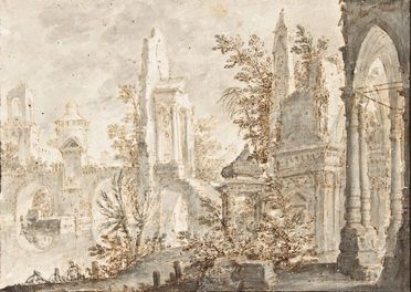 Paesaggio con rovine fantastiche.  - Auction Prints and Drawings from XVI to XX century - Libreria Antiquaria Gonnelli - Casa d'Aste - Gonnelli Casa d'Aste