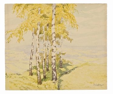  Frantisek Kupka  (Opocno, 1871 - Puteaux, 1957) : Paesaggio con alberi.  - Auction Prints and Drawings from XVI to XX century - Libreria Antiquaria Gonnelli - Casa d'Aste - Gonnelli Casa d'Aste