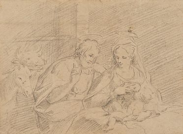  Jacopo Alessandro Calvi (detto il Sordino)  (Bologna, 1740 - 1815) : Sacra Famiglia.  - Auction Prints and Drawings from XVI to XX century - Libreria Antiquaria Gonnelli - Casa d'Aste - Gonnelli Casa d'Aste