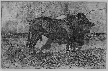  Giovanni Fattori  (Livorno, 1825 - Firenze, 1908) : Il toro.  - Auction Prints and Drawings - Libreria Antiquaria Gonnelli - Casa d'Aste - Gonnelli Casa d'Aste