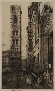  Andrew F. Affleck  (Londra, 1874 - Etaples, 1935) : La Tour de Giotto à Florence.  - Auction Prints and Drawings - Libreria Antiquaria Gonnelli - Casa d'Aste - Gonnelli Casa d'Aste