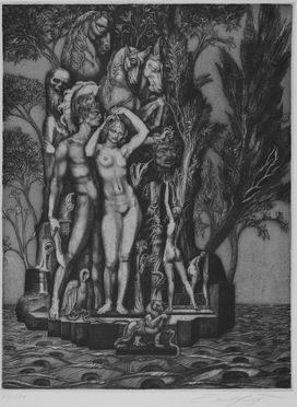  Ernst Fuchs  (Vienna, 1930 - Vienna, 2015) : Venere nell'Isola dei Morti.  - Auction Prints and Drawings - Libreria Antiquaria Gonnelli - Casa d'Aste - Gonnelli Casa d'Aste