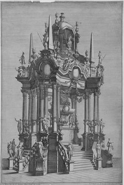  Iohan Andreas Pfeffel  (Bischoffingen, 1674 - Augusta, 1748) : Catafalco.  - Auction Prints and Drawings - Libreria Antiquaria Gonnelli - Casa d'Aste - Gonnelli Casa d'Aste