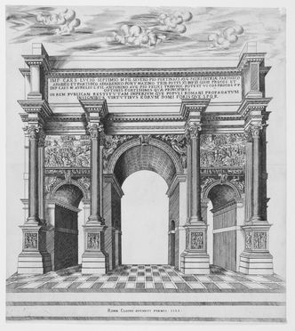  Antoine Lafrry  (Salins, 1512 - Roma, 1577) [excudit] : Arco di Settimio Severo.  - Auction Prints and Drawings - Libreria Antiquaria Gonnelli - Casa d'Aste - Gonnelli Casa d'Aste