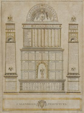  Louis Franois Charon  (Versailles, 1783) : Calendrier perpétuel.  - Auction Prints and Drawings - Libreria Antiquaria Gonnelli - Casa d'Aste - Gonnelli Casa d'Aste