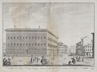  Giuseppe Zocchi  (Firenze, 1717 - 1767) [da] : Veduta di Palazzo Strozzi.  Baldassarre Gabbuggiani  (1689 - 1750)  - Auction Prints and Drawings - Libreria Antiquaria Gonnelli - Casa d'Aste - Gonnelli Casa d'Aste