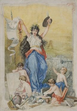  Nicola Sanesi  (Firenze, 1818 - 1889) : Allegoria della pittura.  - Asta Stampe e Disegni - Libreria Antiquaria Gonnelli - Casa d'Aste - Gonnelli Casa d'Aste