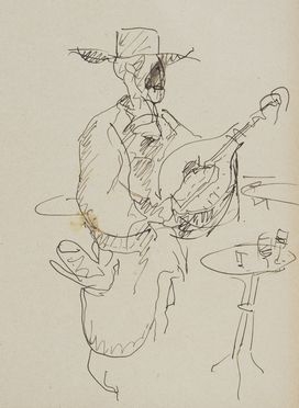  Lorenzo Viani  (Viareggio, 1882 - Ostia, 1936) : Il suonatore di chitarra.  - Auction Prints and Drawings - Libreria Antiquaria Gonnelli - Casa d'Aste - Gonnelli Casa d'Aste