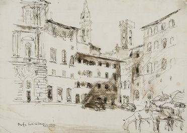 Raffaello Arcangelo Salimbeni  (Firenze, 1914 - 1991) : Scorcio di Firenze.  - Auction Prints and Drawings - Libreria Antiquaria Gonnelli - Casa d'Aste - Gonnelli Casa d'Aste