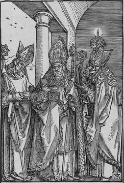  Albrecht Drer  (Norimberga,, 1471 - 1528) : I santi vescovi Nicola, Ulrico ed Erasmo.  - Auction Prints and Drawings - Libreria Antiquaria Gonnelli - Casa d'Aste - Gonnelli Casa d'Aste