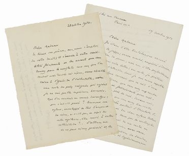  Gide Andr : 2 lettere autografe firmate inviate alla scultrice e poetessa Marguerite Bavier-Chauffour Chaplin. Letteratura francese, Letteratura  - Auction BOOKS, MANUSCRIPTS AND AUTOGRAPHS - Libreria Antiquaria Gonnelli - Casa d'Aste - Gonnelli Casa d'Aste