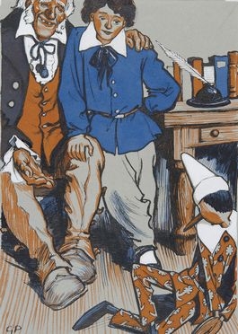  Giuseppe Porcheddu  (Torino, 1898 - 1947) : Disegno per un'illustrazione del Pinocchio.  Carlo Collodi  - Asta Stampe e Disegni - Libreria Antiquaria Gonnelli - Casa d'Aste - Gonnelli Casa d'Aste
