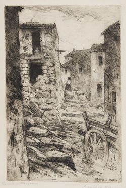  Felice Melis Marini  (Cagliari, 1871 - 1953) : Paese sardo.  - Auction Prints and Drawings - Libreria Antiquaria Gonnelli - Casa d'Aste - Gonnelli Casa d'Aste