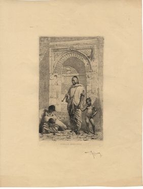  Mariano Fortuny y Marsal  (Tarragona, 1838 - Roma, 1874) : Famille Morocaine.  - Auction Prints, Drawings, Maps and Views - Libreria Antiquaria Gonnelli - Casa d'Aste - Gonnelli Casa d'Aste