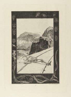  Max Klinger  (Lipsia, 1857 - Grossjena, 1920) : Auf den Schienen.  - Auction Prints, Drawings, Maps and Views - Libreria Antiquaria Gonnelli - Casa d'Aste - Gonnelli Casa d'Aste