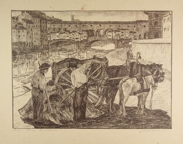  Guido Colucci  (Napoli, 1877 - Roma, 1949) : Firenze, Ponte Vecchio.  - Auction Prints, Drawings, Maps and Views - Libreria Antiquaria Gonnelli - Casa d'Aste - Gonnelli Casa d'Aste