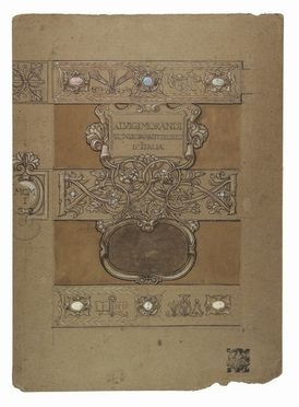  Adolfo De Carolis  (Montefiore dell'Aso, 1874 - Roma, 1928) : Studio per una rilegatura.  - Auction Prints, Drawings, Maps and Views - Libreria Antiquaria Gonnelli - Casa d'Aste - Gonnelli Casa d'Aste