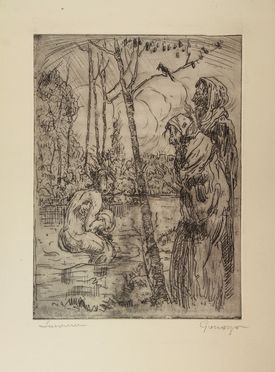  Pier Antonio Gariazzo  (Torino, 1879 - 1964) : Susanna.  - Auction Prints, Drawings, Maps and Views - Libreria Antiquaria Gonnelli - Casa d'Aste - Gonnelli Casa d'Aste