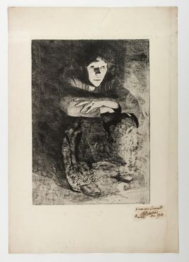  Paul Albert Besnard  (Parigi, 1849 - 1934) : Dans les cendres.  - Auction Prints, Drawings, Maps and Views - Libreria Antiquaria Gonnelli - Casa d'Aste - Gonnelli Casa d'Aste
