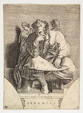  Adamo Scultori  (Mantova,  - Roma, 1587) : Il Profeta Geremia.  - Auction Prints, Drawings, Maps and Views - Libreria Antiquaria Gonnelli - Casa d'Aste - Gonnelli Casa d'Aste