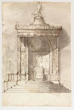Studio di trono con baldacchino.  - Auction Prints, Drawings, Maps and Views - Libreria Antiquaria Gonnelli - Casa d'Aste - Gonnelli Casa d'Aste