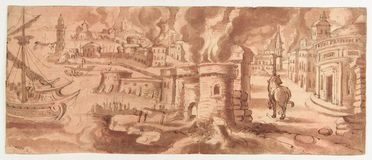  Tuscan school, 16th century : Incendio di Troia.  - Auction Prints, Drawings, Maps and Views - Libreria Antiquaria Gonnelli - Casa d'Aste - Gonnelli Casa d'Aste