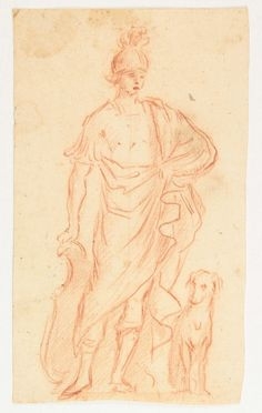  Tuscan school, 17th century : Figura maschile con elmo scudo e cane.  - Auction Prints, Drawings, Maps and Views - Libreria Antiquaria Gonnelli - Casa d'Aste - Gonnelli Casa d'Aste