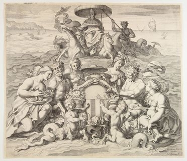  Francesco Villamena  (Assisi,  - Roma, 1626) : Allegoria per la gloria di un Doge.  - Auction Prints, Drawings, Maps and Views - Libreria Antiquaria Gonnelli - Casa d'Aste - Gonnelli Casa d'Aste