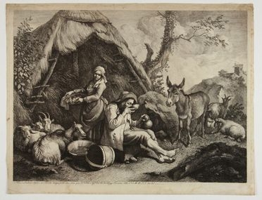  Francesco Londonio  (Milano, 1723 - 1783) [da] : Paesaggio con due contadini, capre e un mulo.  - Asta Stampe, disegni, carte geografiche e vedute - Libreria Antiquaria Gonnelli - Casa d'Aste - Gonnelli Casa d'Aste