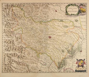  Blaeu Willem Janszoon : Territorio di Bologna.  - Asta Stampe, disegni, carte geografiche e vedute - Libreria Antiquaria Gonnelli - Casa d'Aste - Gonnelli Casa d'Aste