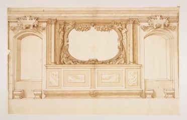 Studio di decorazione di parete con due finestre.  - Auction Prints, Drawings, Maps and Views - Libreria Antiquaria Gonnelli - Casa d'Aste - Gonnelli Casa d'Aste