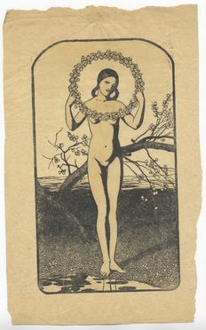  Francesco Nonni  (Faenza, 1885 - 1975) : Fanciulla nuda con ghirlanda.  - Asta Stampe e Disegni - Libreria Antiquaria Gonnelli - Casa d'Aste - Gonnelli Casa d'Aste