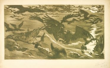  Victor Prouv  (Nancy, 1858 - Stif, 1943) : Oiseaux de proie (Uccelli rapaci).  - Asta Stampe e Disegni - Libreria Antiquaria Gonnelli - Casa d'Aste - Gonnelli Casa d'Aste