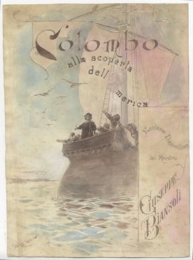  Carlo Chiostri  (Firenze, 1863 - 1939) : Colombo alla scoperta dell'America.  - Auction Prints and Drawings - Libreria Antiquaria Gonnelli - Casa d'Aste - Gonnelli Casa d'Aste