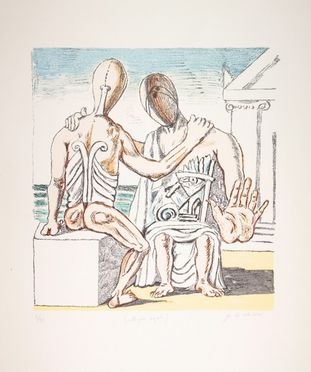  Giorgio De Chirico  (Volos, 1888 - Roma, 1978) : Colloquio segreto.  - Auction Prints and Drawings - Libreria Antiquaria Gonnelli - Casa d'Aste - Gonnelli Casa d'Aste