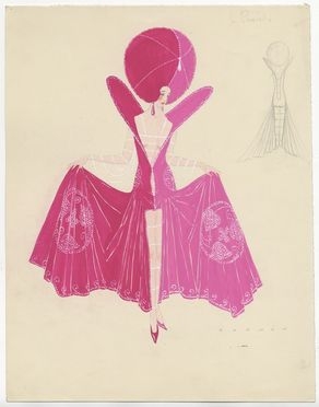  Gontran Ren Ranson  (Francia, 1888 - 1977) : Le pasteles. Bozzetto di costume per le Folies Bergère.  - Auction Prints and Drawings - Libreria Antiquaria Gonnelli - Casa d'Aste - Gonnelli Casa d'Aste