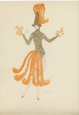  Gontran Ren Ranson  (Francia, 1888 - 1977) : Bozzetto di costume per Le Folies Bergère.  - Auction Prints and Drawings - Libreria Antiquaria Gonnelli - Casa d'Aste - Gonnelli Casa d'Aste